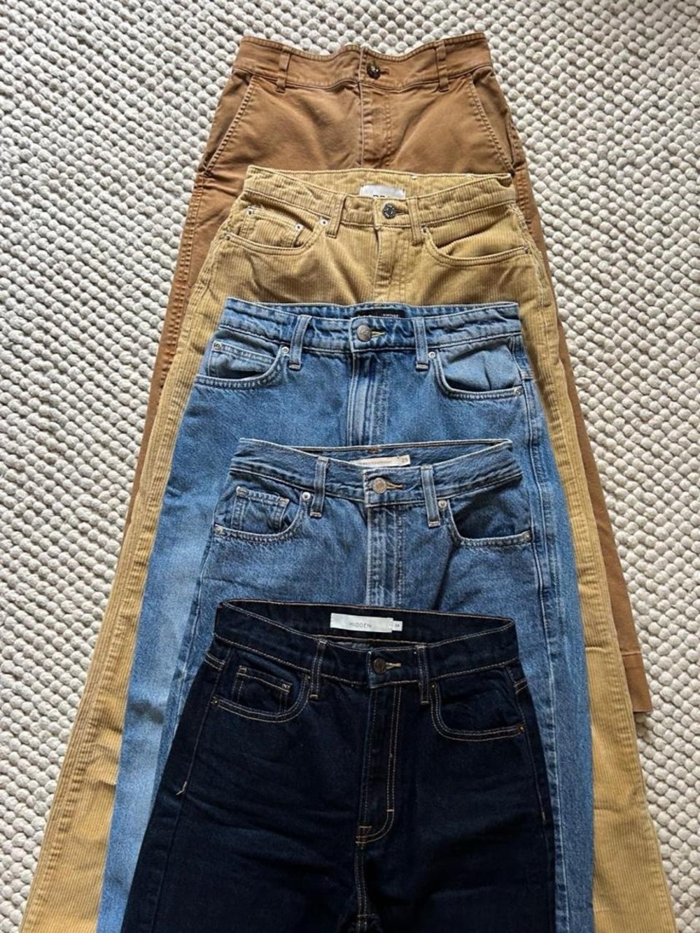 Jeans Bundle - Blue, Dark Blue, Tan, Mustard, Brown